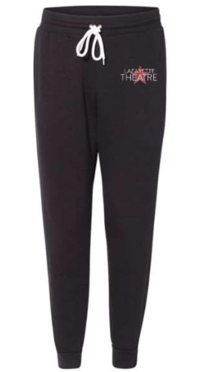 Unisex Bella + Canvas Black Joggers with Embroidered Lafayette Theatre Logo (LT)