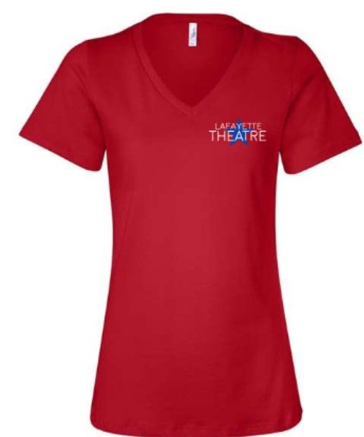 Ladies Lafayette Theatre Embroidered Bella + Canvas Jersey V-Neck Short Sleeve Tee (LT)