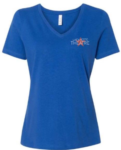 Ladies Lafayette Theatre Embroidered Bella + Canvas Jersey V-Neck Short Sleeve Tee (LT)