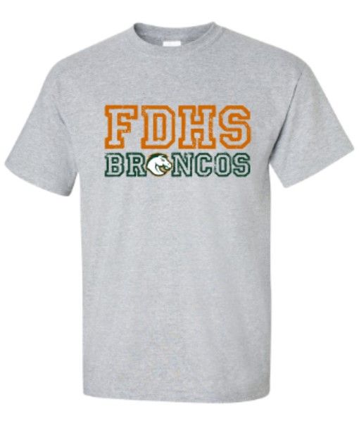 Youth or Adult FDHS Broncos Gildan Short Sleeve Tee