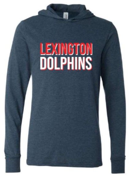 Adult Lexington Dolphins Two Tone Bella + Canvas Jersey Hooded Long Sleeve Tee (LEXD)