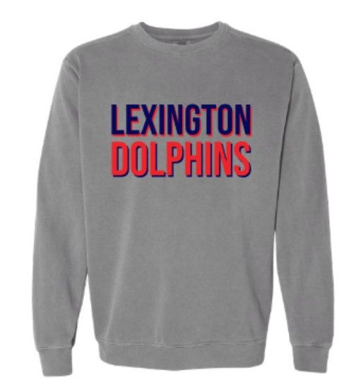 Adult Lexington Dolphins Two Tone Comfort Colors Garment-Dyed Crewneck Sweatshirt (LEXD)