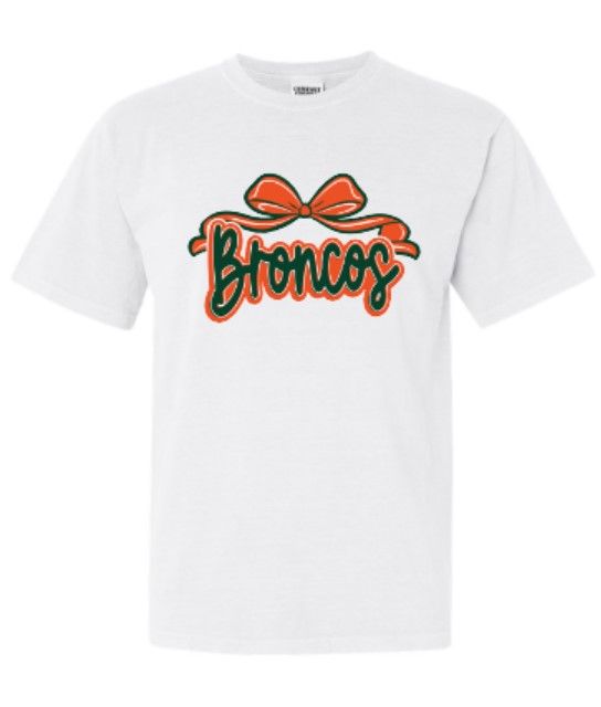 Youth Broncos Bow Comfort Colors Garment-Dyed Heavyweight Tee