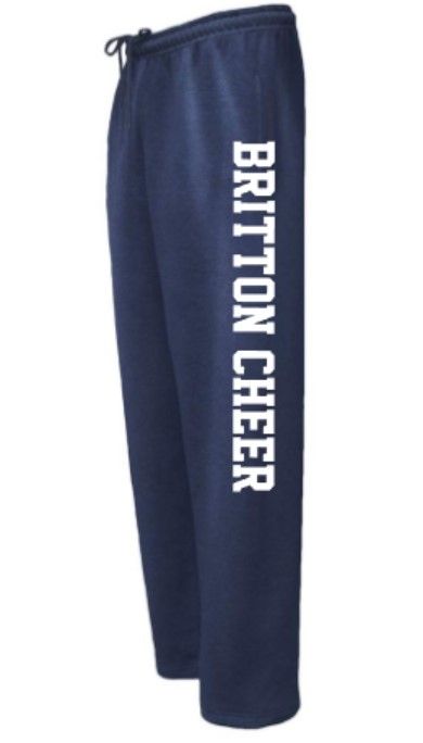 Youth or Adult Britton Cheer Open Bottom Sweatpants (MEBC)