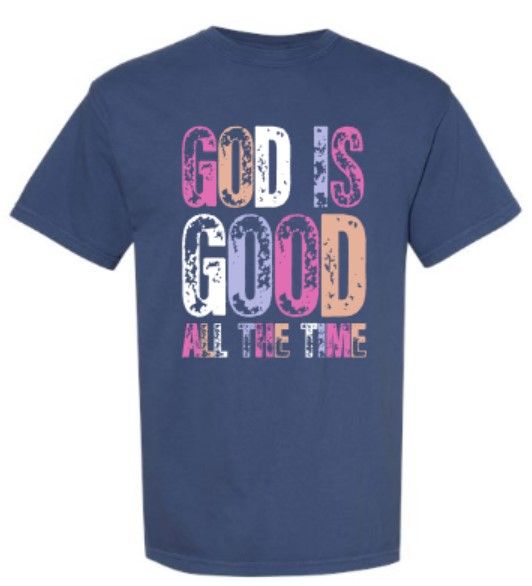Youth or Adult Sleeve Logo God Is Good All The Time Comfort Colors Garment-Dyed Heavyweight T-Shirt (SPPS)