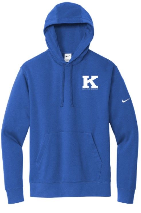 Adult Nike Club Fleece Sleeve Swoosh Hoodie with Embroidered K Kentucky Aquatics Logo (KA)