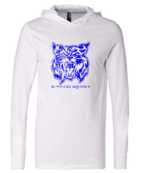 Adult Distressed Wildcat Kentucky Aquatics Bella + Canvas Jersey Hooded Long Sleeve Tee (KA)