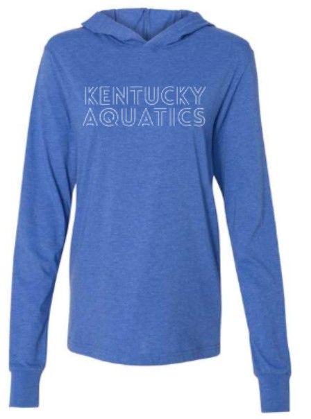 Adult Kentucky Aquatics Outline Bella + Canvas Jersey Hooded Long Sleeve Tee (KA)