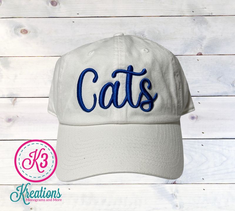 Script Cats Puff Embroidered Cap