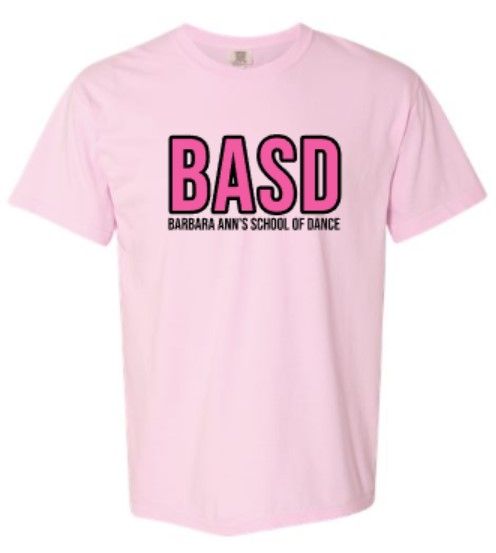 Youth or Adult BASD Barbara Ann&#39;s School of Dance Comfort Colors Garment-Dyed Heavyweight Short Sleeve T-Shirt (MEB)