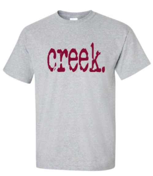 creek. Typewriter Font Short Sleeve Tee YOUTH and ADULT (TCDT)