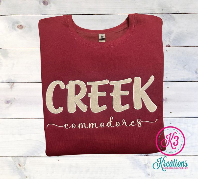 Adult CREEK Sparkle Applique Pocket Crewneck Sweatshirt (TCDT)