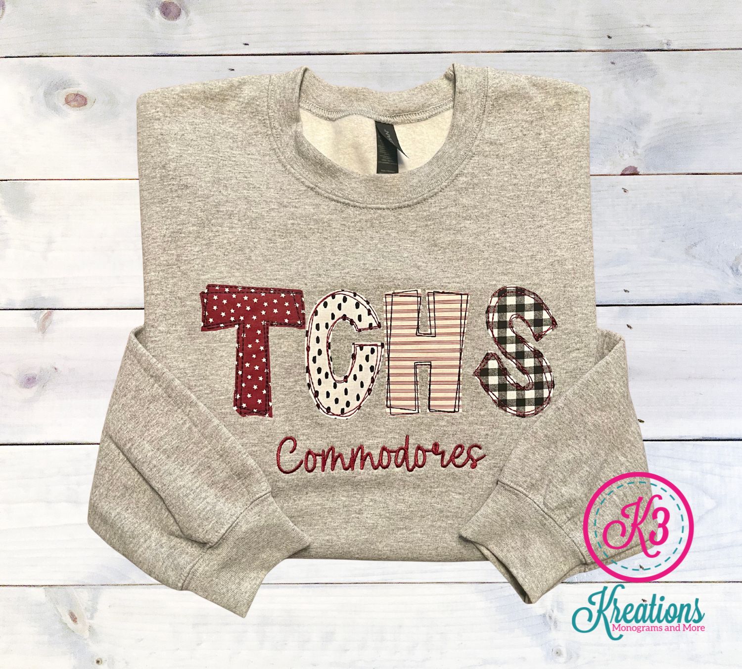 TCHS Commodores Applique Unisex Sweatshirt - YOUTH and ADULT (TCDT)