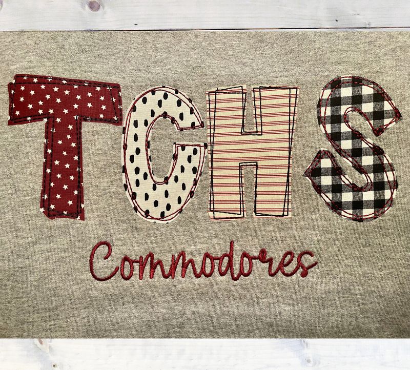 TCHS Commodores Applique Unisex Sweatshirt - YOUTH and ADULT (TCDT)