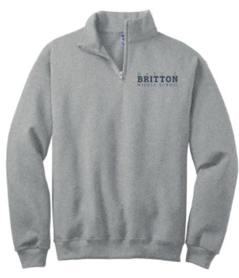 Adult JERZEES NuBlend 1/4 Zip Sweatshirt with Embroidered Mary E. Britton Middle School (MEB)