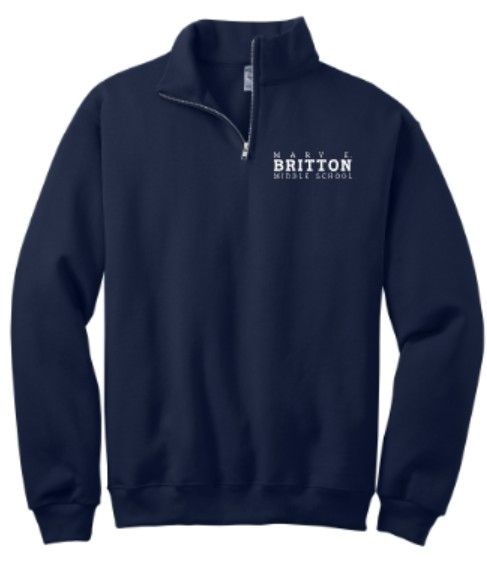 Adult JERZEES NuBlend 1/4 Zip Sweatshirt with Embroidered Mary E. Britton Middle School (MEB)