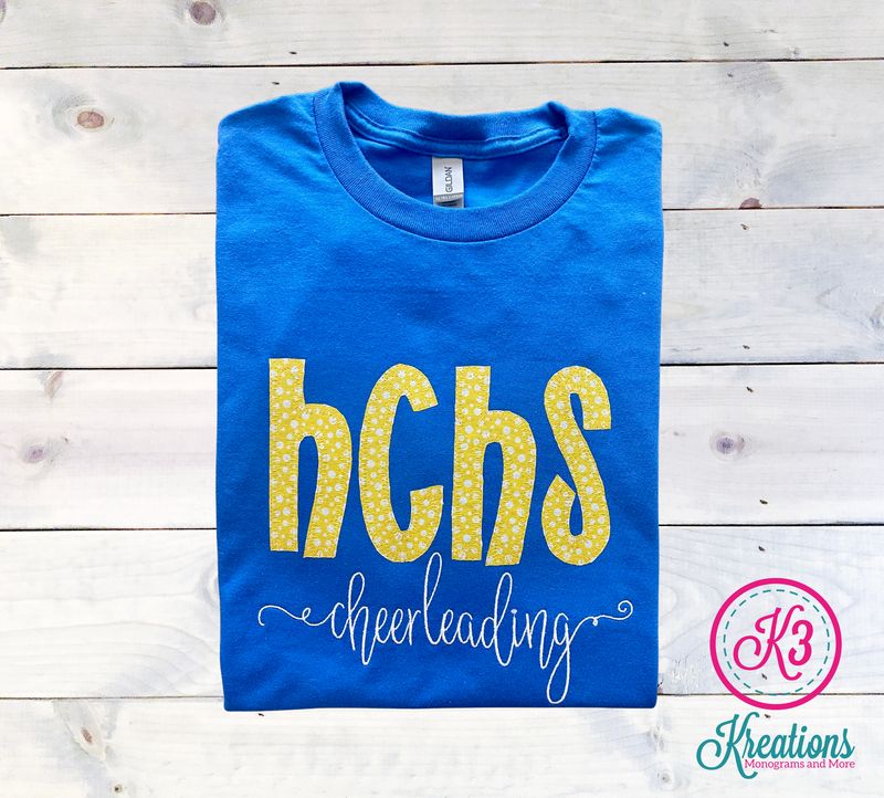 Adult HCHS Cheerleading Blanket Stitch Applique Short or Long Sleeve T-Shirt (HCC)