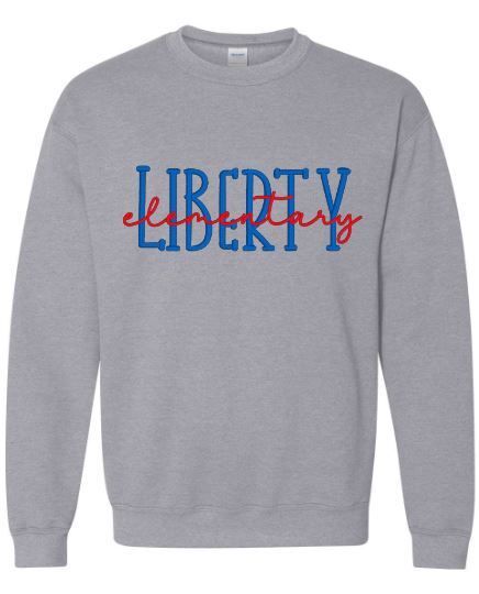 Adult Gildan Crewneck Sweatshirt with Embroidered Liberty Elementary 