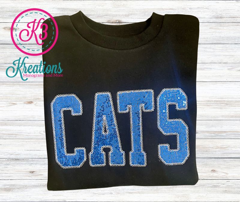 Ladies CATS Sequin LAT Fleece Crewneck Sweatshirt