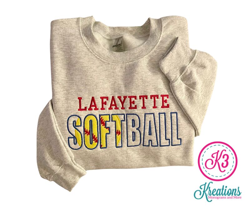 Adult Embroidered Lafayette Softball Sweatshirt (LGS)