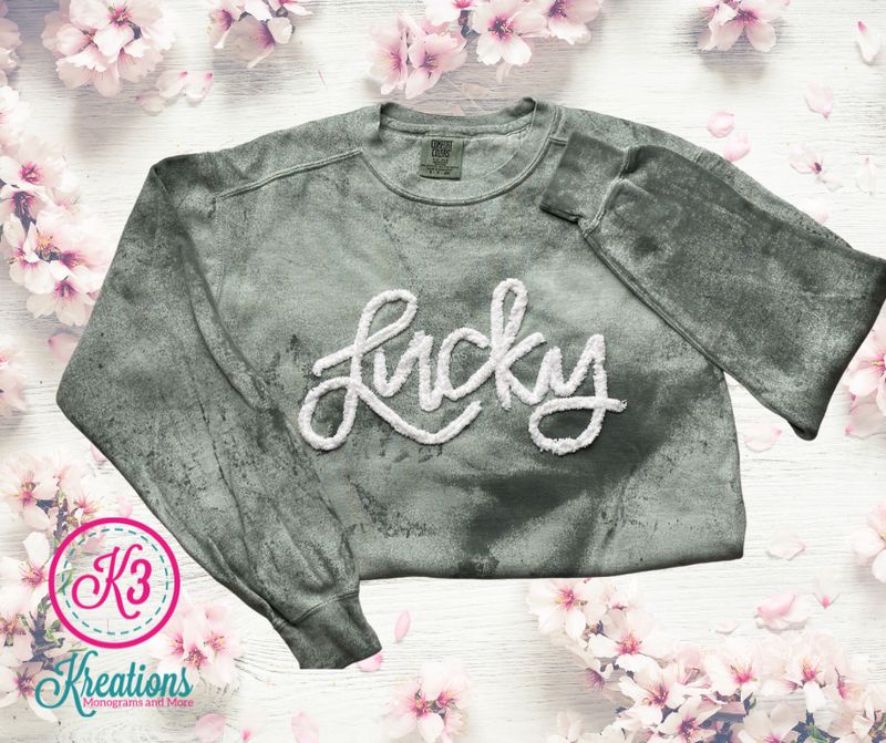 Adult Chenille Yarn Lucky Comfort Colors Color Blast Crewneck Sweatshirt