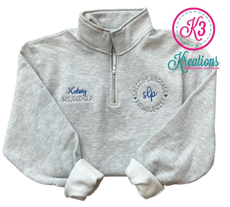 Adult SLP Speech Language Pathologist Midweight 1/4 Zip Sweatshirt