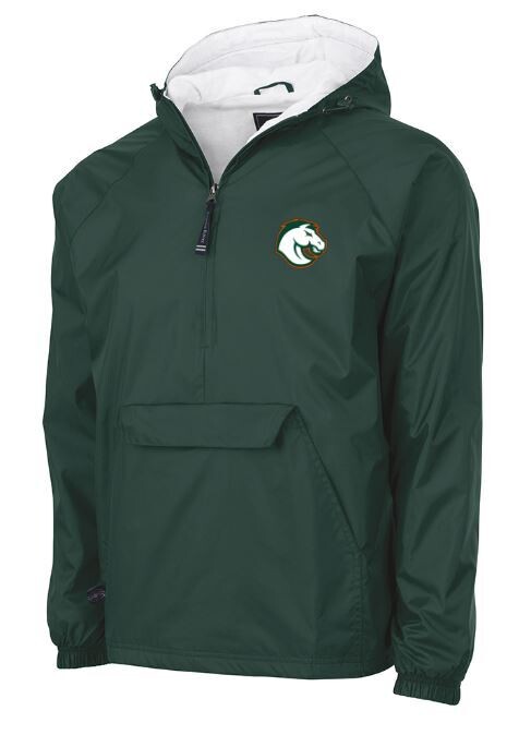 Adult Charles River 1/2 Zip Lined Rain Pullover with Choice of Logo (FDG)