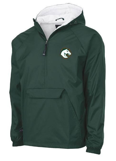 Adult Charles River 1/2 Zip Lined Rain Pullover with Choice of Logo (FDG)