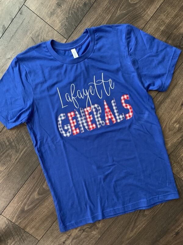 Adult Lafayette Generals Short Sleeve Applique Tee