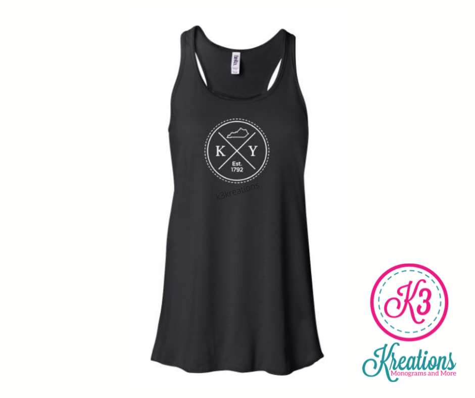 Ladies KY State Flowy Racerback Tank