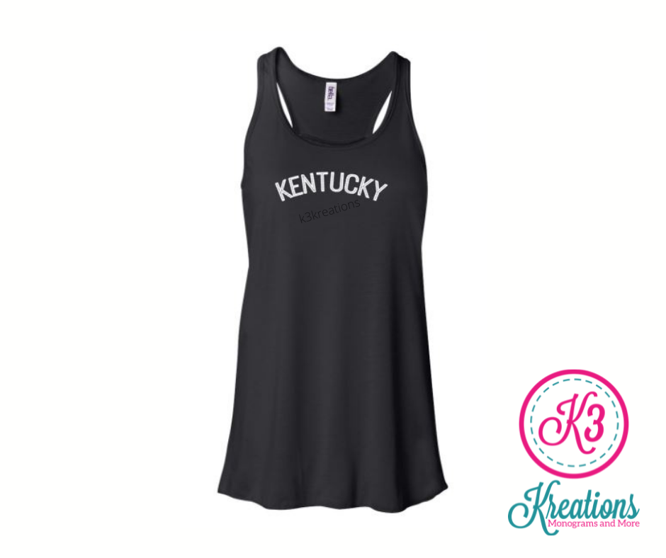 Ladies Kentucky Flowy Black Racerback Tank