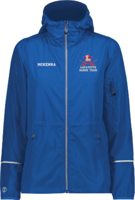 Ladies Lafayette Dance Team Packable Full Zip Royal Rain Jacket (LDT)