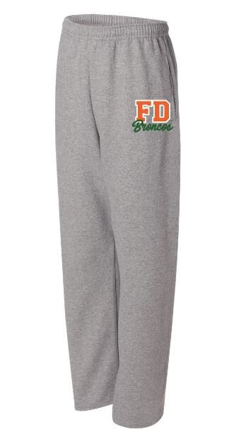 Adult FD Broncos JERZEES NuBlend Open Bottom Sweatpants (FDT)