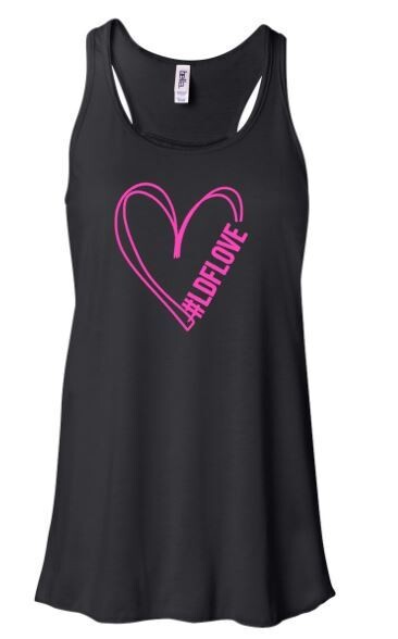 Ladies #LDFLOVE Flowy Racerback Black Tank (LDF)
