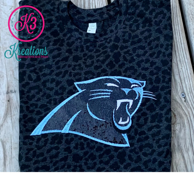 Sequin Panther Black Leopard Print Fine Jersey Tee (EJHDT)