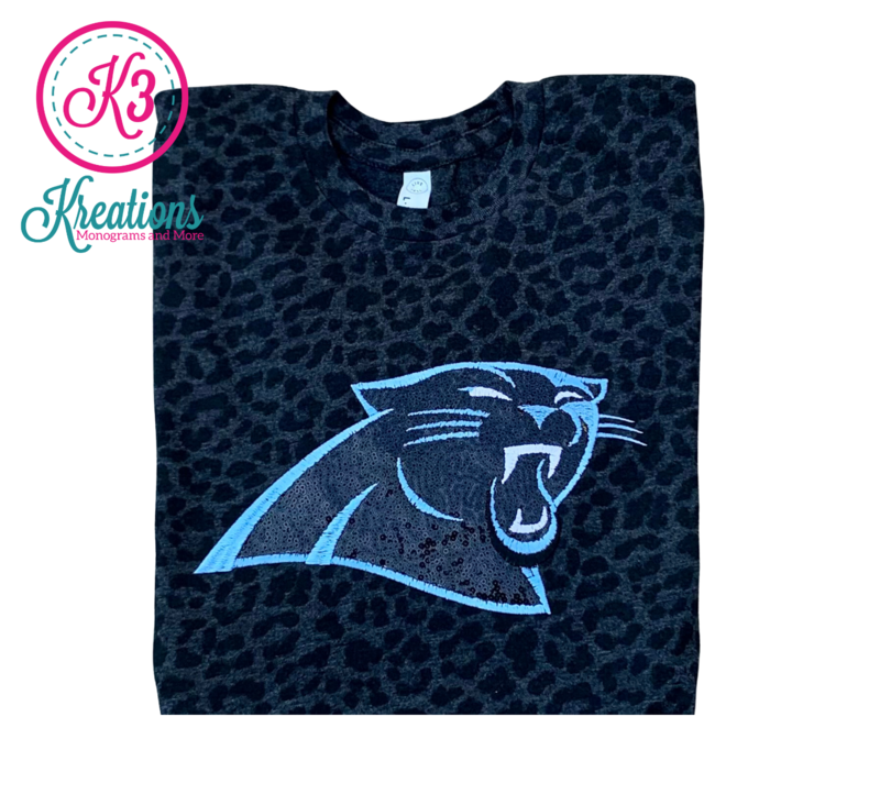 Sequin Panther Black Leopard Print Fine Jersey Tee (EJHDT)