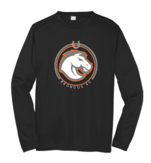 Adult Broncos XC Logo Sport-Tek® PosiCharge® Competitor™ Short or Long Sleeve Tee (FDXC)