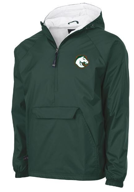 Charles River 1/2 Zip Lined Rain Pullover with Choice of Embroidered Douglass Logo
