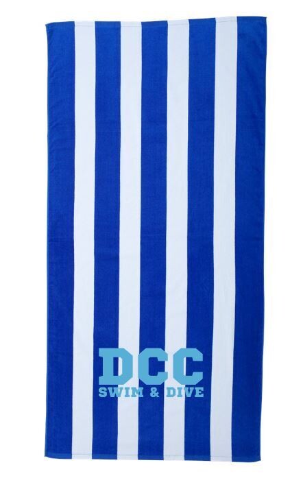 DCC Swim &amp; Dive Cabana Royal Stripe Velour Beach Towel (DCC)