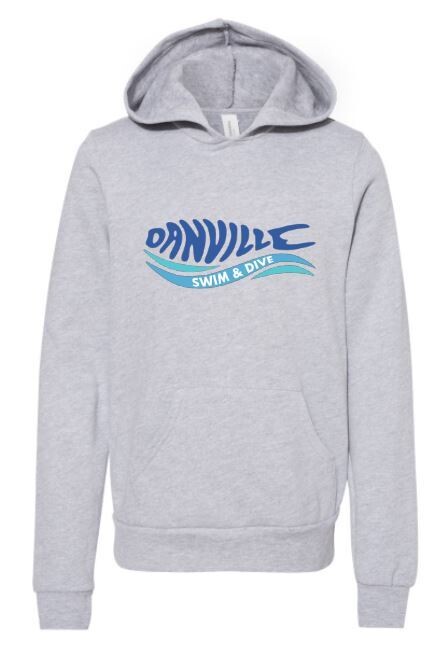 Youth Bella + Canvas Danville Swim &amp; Dive Logo Sponge Fleece Hooded Sweatshirt (DCC)