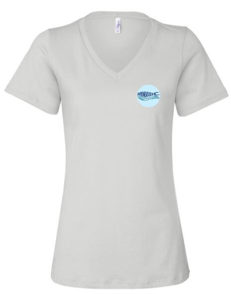 Ladies Bella + Canvas Danville Swim &amp; Dive Circle Logo Left Chest Embroidered V-Neck Short Sleeve Tee (DCC)