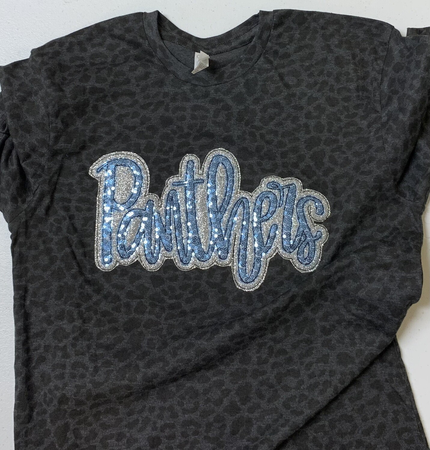 Sequin Panthers Black Leopard Print Fine Jersey Tee (EJHDT)