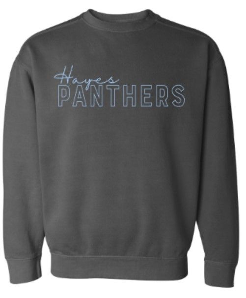 Adult Hayes Panthers Embroidered Comfort Colors Garment-Dyed Crewneck Sweatshirt (EJHDT)