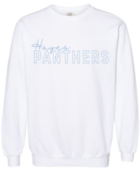 Adult Hayes Panthers Embroidered Comfort Colors Garment-Dyed Crewneck Sweatshirt (EJHDT)