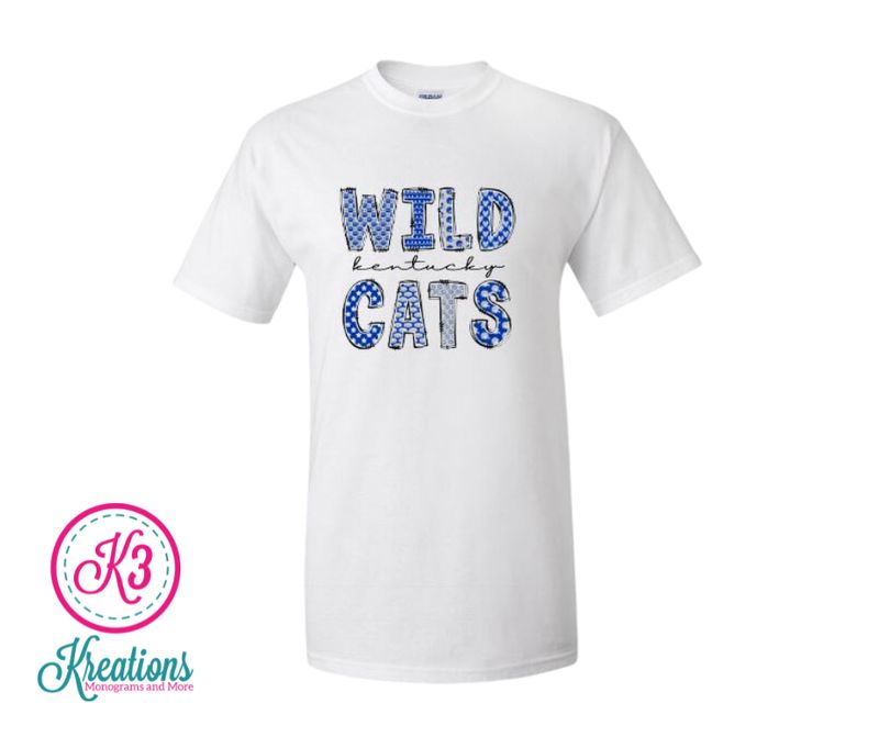 Adult Wildcats Fun Font Short OR Long Sleeve Gildan Tee
