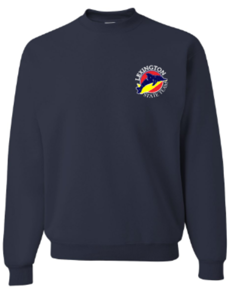 Youth Left Chest Embroidered Lexington Dolphins State Team NuBlend® Crewneck Sweatshirt (LEXD)