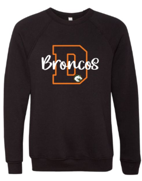 Adult Bella + Canvas D Broncos Mascot Sweatshirt