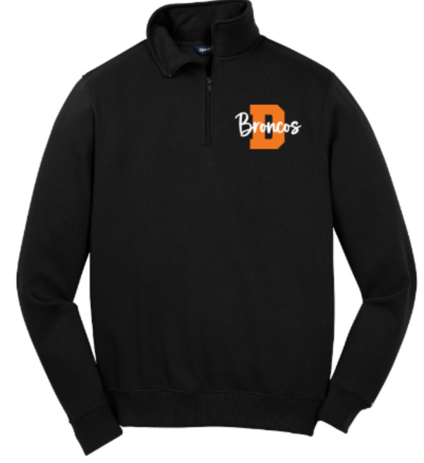 Unisex or Ladies D Broncos Sport Tek 1/4 Zip Fleece Pullover (FDG)