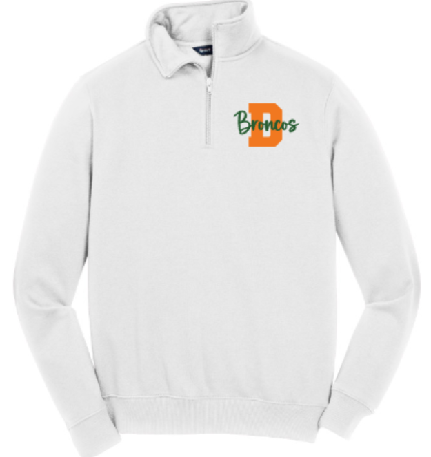 Unisex or Ladies D Broncos Sport Tek 1/4 Zip Fleece Pullover (FDG)