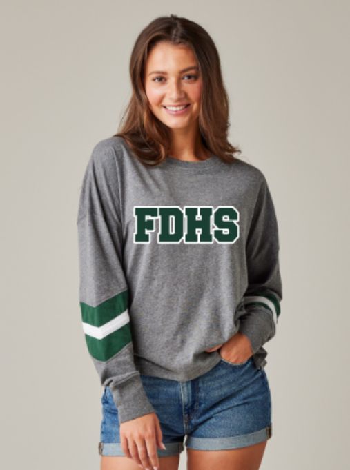 Ladies FDHS Boxy Varsity Long Sleeve Tee (FDGS)